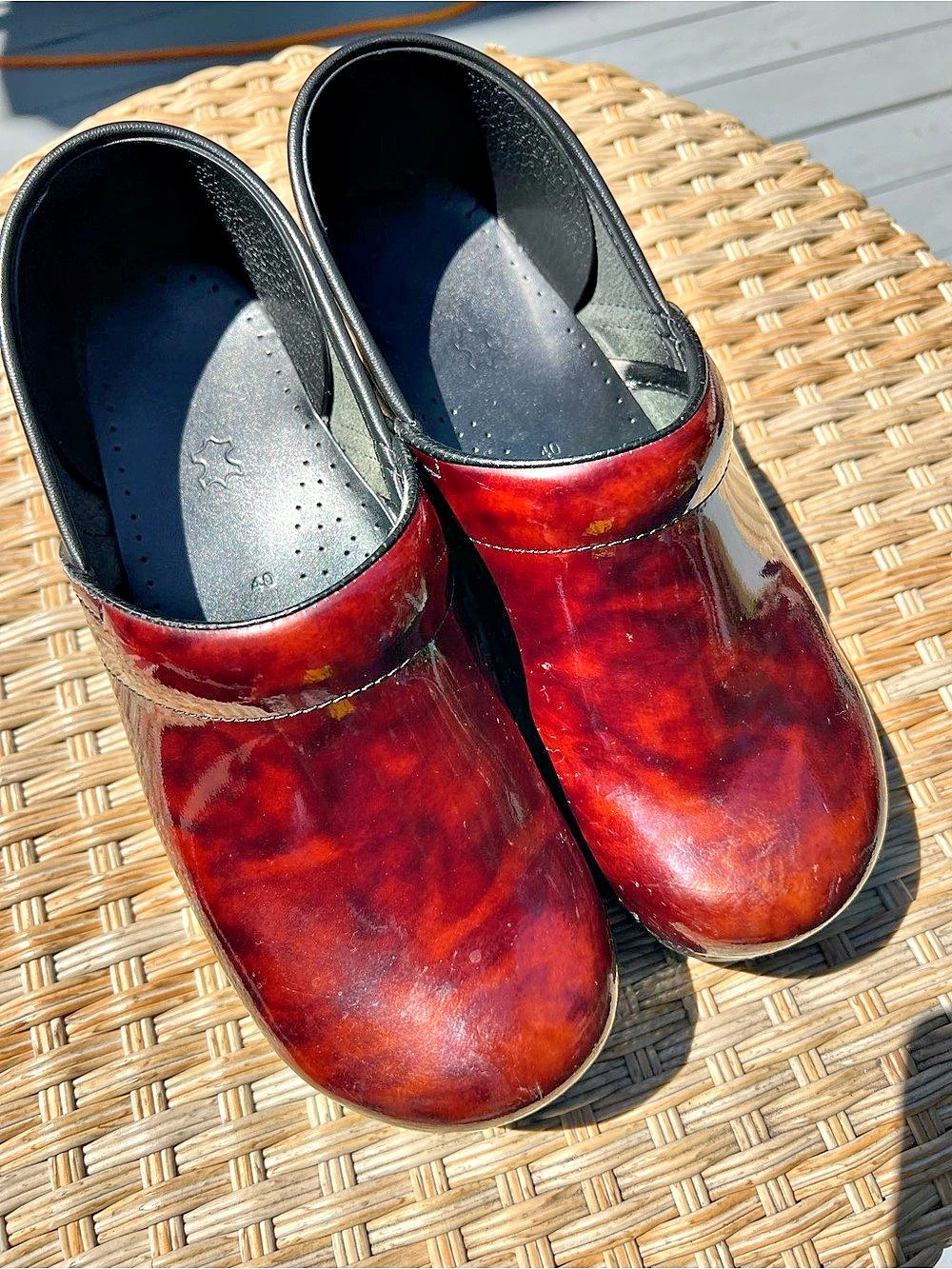 Dansko Red & Black Clogs
